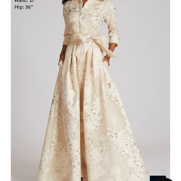 Elegant Rickie Freeman TERI JON Dress: Worn Once, Impeccable Condition - Picture 4 of 5